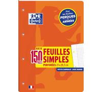 Oxford Pack of 4 Single Sheets A4 Small Squares 5 x 5 mm 150 Perforated Pages Glued Side Card Cover