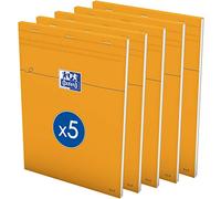 OXFORD Pack of 5 A4 Small Squared Notepad 5mm 80 Sheets Stapled Cover Coated Orange