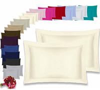 Oxford Pair Pillow Cases 100% Percale 180 Thread Count Hotel Quality * Textile.Plus* (Oxford Cream)