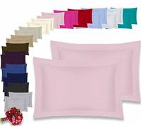Oxford Pair Pillow Cases 100% Percale 180 Thread Count Hotel Quality * Textile.Plus* (Oxford Pink)