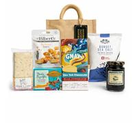 Oxford Pantry Hampers Gift Hamper - Sweet & Savoury Food Gift Selection with Chocolate, Crisps, Flapjack, Jam & Nuts - Small Snack Hamper (Snack Time Hamper (Jute Bag))