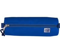 Oxford Pencil Case for Girls and Boys Diameter 7 cm Round Large Durable Blue