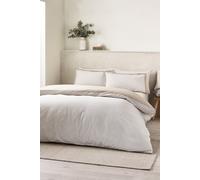 Catherine Lansfield Oxford Pinstripe Reversible Double Duvet Cover Set with Pillowcases Natural