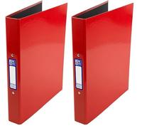 Oxford Premium A4 Ring Binder, Red Single Folder, 25mm Capacity, Laminated Paper on Board (Pack of 2)