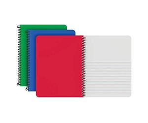 Oxford Primary Spiral Notebooks, Writing/Drawing Practice, Pre-K, K-2, Durable Plastic Covers, Writing Journals for Kids, 80 Sheets, 9-3/4 x 7-1/2 Inch, Blue, Green, Red, 3 Pack (89001)