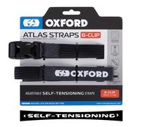 Oxford Models Motorcycle Adjustable Luggage Strap Atlas B-Clip - Pair 26mm x 1.2m Black