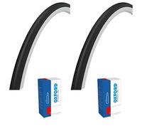 Oxford Products Zig Zag Tyres 27 x 1 1/4 (pair) + 2 Matching Oxford Presta Valve Tubes