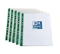 Oxford Multi Punched Pocket Polypropylene A4 55 Micron Top Opening Green Strip Clear (Pack 100) 400002137