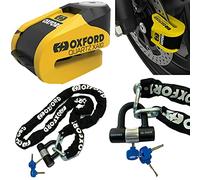 Oxford Quartz XA10 Yellow Disc Lock 10mm + Oxford HD Chain 1.5 metre OF159 Black