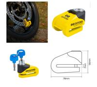 Oxford Quartz XD10 Motorcycle Brake Disc Lock (10MM Pin) - Yellow/Black