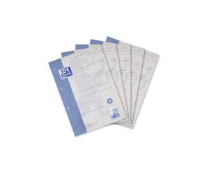 Oxford Recycling school pad A4 lined with margin, glued on the top, line style 27, 50 sheets, pack of 5