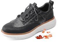 Oxford Ridge Leather Sneakers for Men,Mens Wingtip Platform Shoes,Zapatos de Hombre de Vestir,Lightweight Breathable Lace-Up Sneakers,Arch Support,Wide-Toe Fit Dress Shoes (Black,13)