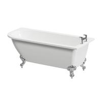Oxford Right Hand Single Ended Freestanding Shower Bath with Chrome Claw Feet | White | Acrylic | 1700mm x 750mm
