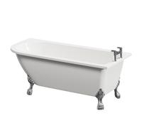 Oxford Right Hand Single Ended Freestanding Shower Bath with Chrome Tiger Feet | White | Acrylic | 1700mm x 750mm