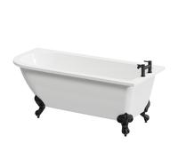 Oxford Right Hand Single Ended Freestanding Shower Bath with Matt Black Claw Feet | White | Acrylic | 1700mm x 750mm