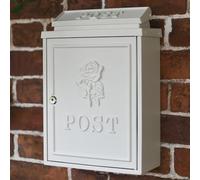 'Oxford Rose' Wall Mounted Post Box in Cream - Traditional Style Secure Mailbox for Home or Office Outdoor Use Decorative Wall Mounted Organiser Stylish Front Door Accent