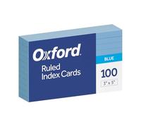 Oxford Ruled Color Index Cards, 3" x 5", Blue, 100 Per Pack (7321 BLU)