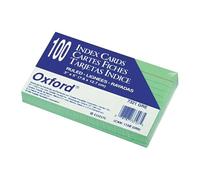Oxford Ruled Color Index Cards, 3" x 5", Green, 100 Per Pack (7321 GRE)