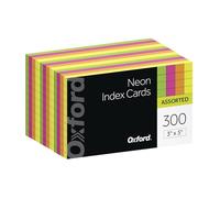 Oxford Ruled Index Cards, 3" x 5", Assorted Glow Colors, 300/Pack (81300EE)