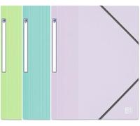 Oxford School Life A4 Folders with Elasticated Polypropylene Cover Pack of 3 Pastel Colours