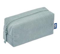 Oxford School Pencil Case, Corduroy 20 cm Stationery Bag, Cosmetic Bag with Floral Lining Bloom Mint