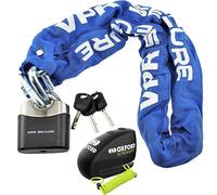 OXFORD Screamer7 Motorcycle Alarm Disc Lock SABRE BLUE Motorbike Security Chain Lock Anti-Theft Quad Bike Scooter Safety Kit with FREE Disc-Lock Reminder Cable (120cm)