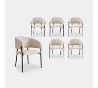 VonHaus Oxford Upholstered Set of Dining Chairs in Cream | Size: 6 Pack VonHaus Cream 6 Pack