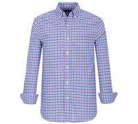 Oxford Shirts for Men Long Sleeve Mens Dress Shirts Casual Button Down Shirts with Front Pocket Amercian Regular Fit, Blue Red White Check 411, XXXXL