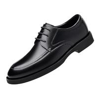 Oxford Shoes for Men's Burnished Leather Non Slip Rubber Sole Low Top Shoe for Casual Wedding Party Prom Pointed Toe Casual Lace Up(Negro,7 UK)