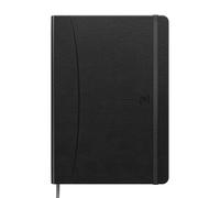 Oxford Signature A5 Lined Notebook 160 Pages Hard Cover with Faux Leather Black 1 Piece