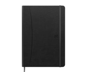 Oxford Signature A5 Lined Notebook 160 Pages Hard Cover with Faux Leather Black 1 Piece