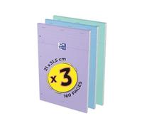 Oxford Smart Pastel Notepads A4+ 160 Pages 5 x 5 Stapled Soft Card Cover Assorted Colours Pack of 3