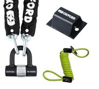 Oxford Sold Secure HD Motorbike Motorcycle Security Hard Steel 2M Chain with Brute Force Ground Anchor and DLR