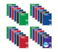 Oxford Spiral Notebooks, 1-Subject, College Ruled Paper, 70 Sheets, 24 per Pack, Colors May Vary (65021)