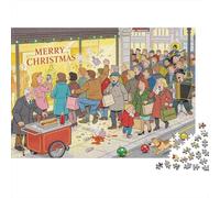 Oxford Street Christmas Shopping Rush Wooden Jigsaw Puzzle Waterproof 1000 Piece Puzzles for Adults Colourful Challenging Games