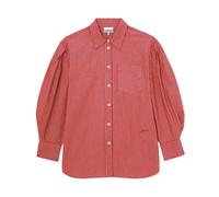Oxford Stripe Pleated Sleeve Shirt - female - Ganni - Shirts - Red - M - Blouses & Shirts M