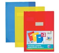 OXFORD Strong Line Exercise Book Covers 24 x 32 cm PVC Transparent 15/100 Assorted Colours Pack of 3