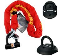Oxford Task Force Ground Anchor with Bolt Sold Secure Gold Motorcycle Security Chain Lock 1.5m - Motorbike Scooter Anti-Theft Protection Safety Kit