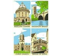 Oxford Tea Towel Collage Souvenir Gift Magdalen Bridge Sighs University College