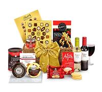 Oxford Thank You Hamper For Him & Her - Luxury Red & White Wine Gift Basket with Mature Cheddar, Shortbread, Oatcakes & Lindt Pralines - Luxury Thank You Gifts, From Regency Hampers