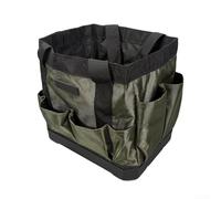Oxford Tool Bucket Bag, 1680D Heavy Duty Storage with Sturdy Plastic Base, Multi Pocket Gardening For Caddy and Portable Workshop Organiser for Tools, Green