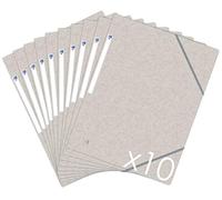 Oxford Topfile+ Pack of 10 Cardboard Folders with 3 Flaps, A4, Elastic Closure and Pockets, Beige