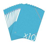 Oxford Topfile+ Pack of 10 Cardboard Folders with 3 Flaps A4 Elasticated Closure - Light Blue
