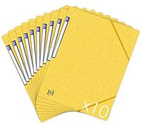 Oxford TopFile+ Pack of 10 Cardboard Folders Without Flaps with Elastic Bands A4 Format Yellow
