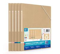 OXFORD Touareg 5 Cardboard Pockets 3 Elastic Flaps A4 Recycled Card Cover Beige & Assorted Stripes