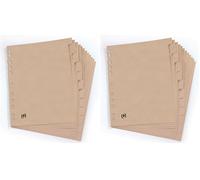 Oxford Touareg A4 12-Part Recycled Card Dividers - Eco-Friendly Beige Tabs with 11-Hole Punching, Durable 280gsm Cardboard (Pack of 2)