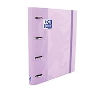 Oxford, 4 Ring Binder A4 Hard Cover Elastic Closure Refill 5 x 5 Grid and 5 Colour Strips Sticker Sheet Mauve Touch