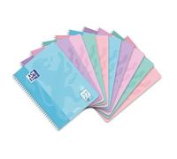 Oxford Touch A4 Ruled Notepad with Double Margin, 160 Pages, 5 Pastel Colours, Pack of 10