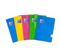 Oxford Touch A5 Premium Exercise Books, 8mm Lined, 120 Pages, Assorted Colours, Pack of 5