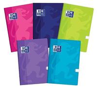Oxford Touch Exercise Book A5 Notepad 32 Lined Sheets with Page Margin, Optic Paper 90 g, Velvety Soft Laminated Cover, Notepad Set for Office and School, Pack of 10, Assorted Colours